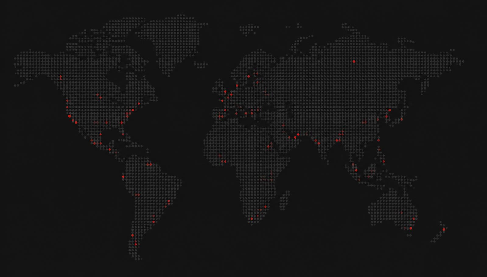 Abstract world map graphic indicating a growing range of project markets
