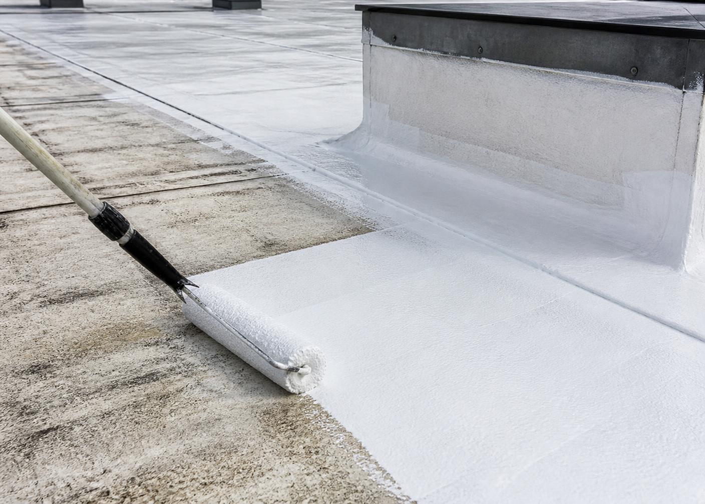 Silicone roof coating applied across an existing commercial roof
